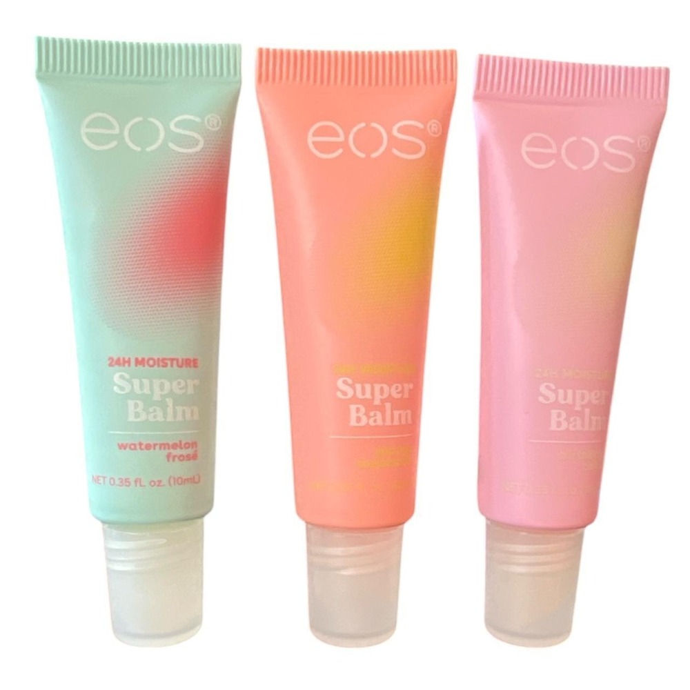 EOS Super Balm trio - 3 lip balms in watermelon, Mango, and Birthday Cake
